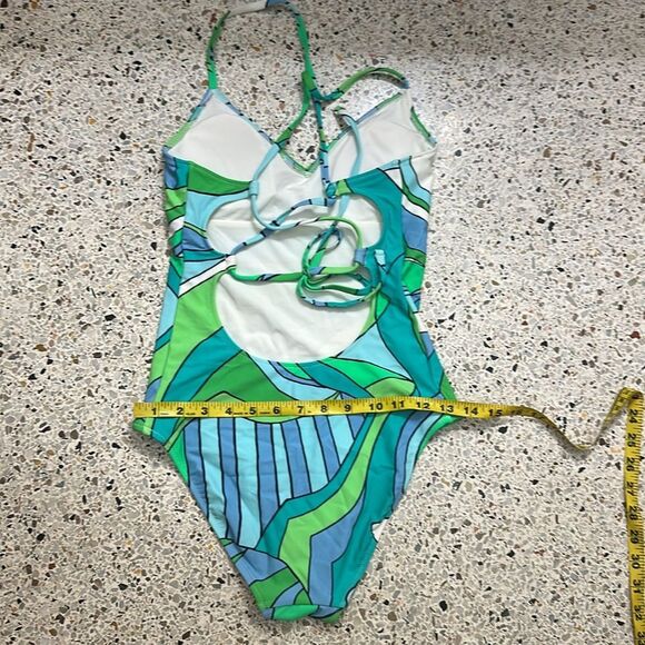 Aerie Pucci like green print one piece swimsuit bathing suit small s - Picture 3 of 4